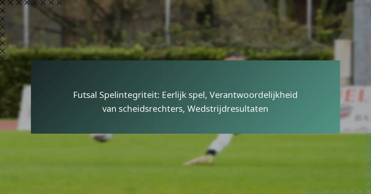 Futsal Spelintegriteit: Eerlijk spel, Verantwoordelijkheid van scheidsrechters, Wedstrijdresultaten