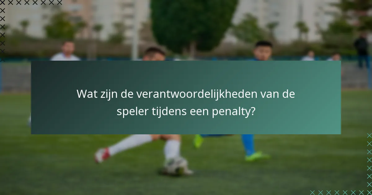 Wat zijn de verantwoordelijkheden van de speler tijdens een penalty?